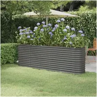 Markenlos Hochbeet aus pulverbeschichtetem Stahl 224x40x68 cm Grau
