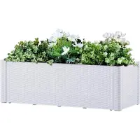 Markenlos Hochbeet mit Selbstbewässerungssystem, Weiß, 100 x 43 x 33 cm