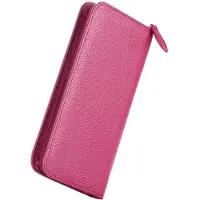Markenlos Echtlederetui für Füllfederhalter, mit 3 Fächern, rosa Farbe, mit Reißverschluss, handgefertigter Halter für Kugelschreiber.