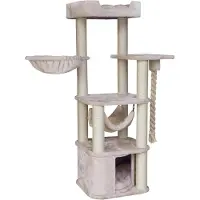 Markenlos Kratzbaum Classic Zada, Creme, 50 x 50 x 145 cm, 1 Stück