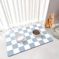 OEM Kattentafel und Hundertafel 51 x 30,5 cm, antislip Bodenmatte für Hunde und Katzen, unter die Futtertassen für aktive Hunde, einfach zu reinigen, blau und weiß