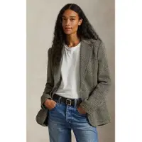 Ralph Lauren für Damen. 211891070002 Einreihiger Blazer in Fischgrätmuster Fischgrätmuster grau-grün (42), Lässig, Leinen, Klassisch