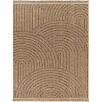 TT Home In-& Outdoor Teppich Wohnzimmer Wetterfest Balkon Boho Blattmotiv 3D Fransen Größe 120x160 cm
