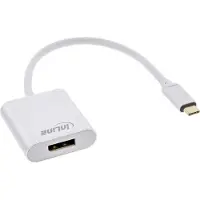 InLine USB Display Konverter, USB-C Stecker zu DisplayPort 4K/60Hz silber, 0,2 m, USB Typ-C, DisplayPort, Männlich, Weiblich, Gold