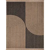 TT Home In-& Outdoor Teppich Wohnzimmer Wetterfest Balkon Boho Blattmotiv 3D Fransen Größe 80x150 cm