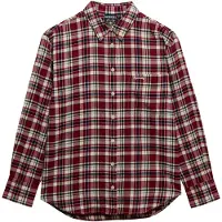 Superdry für Damen. W4010547A Hemd Check Flannel Relaxed weinrot (L), Lässig, Baumwolle, Langarm, Bordeaux