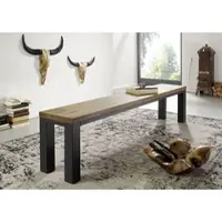 MASSIVMOEBEL24.DE Bank Wildeiche 160x35x45 Tabacco brown geölt VILLANDERS #323