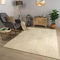 TT Home Wohnzimmer Teppich Esszimmer Kurzflor Geometrische Optik Skandi Boho Unifarben