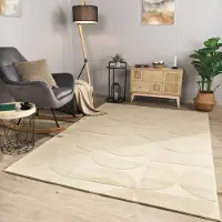 TT Home Wohnzimmer Teppich Esszimmer Kurzflor Geometrische Optik Skandi Boho Unifarben