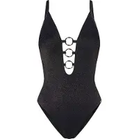 Triumph Badeanzug "Summer Sunset O 02", Damen, Gr. 36, Cup B, schwarz, Glitzergarne;Microfaser, Obermaterial: 70% Polyamid, 16% metallisierte Fasern, 14% Elasthan, Badeanzüge Badeanzug, weicher Lurex