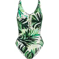 Triumph Badeanzug "Summer Palm OP 01", Damen, Gr. 38, Cup E, grün combination, Microfaser, Obermaterial: 55% Polyamid, 45% Elasthan, Badeanzüge Badeanzug, weich und formend