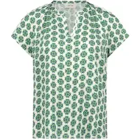 Cartoon Blusenshirt mit Rüschen in Green/Blue | Gr.: 44