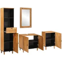 vidaXL Badezimmermöbel-Set 4 stk. Braun 38 x 33 x 160 cm Holzwerkstoff
