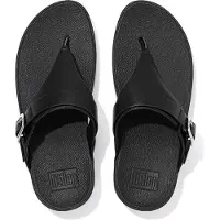 FitFlop Lulu Adjustable Toe Post Leather All Black Damen-Schuhgröße 37