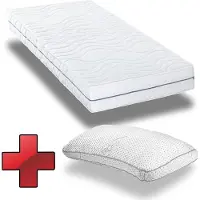 Sleezzze Ergonomische Kaltschaummatratze Supportho Premium 80 x 200 cm, Höhe 18 cm, Härtegrad H2/H3 + Supportho Viskoelastik Komfort-Schlaf-Kissen 40 x 80 cm