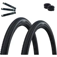 Bike-parts 2 x Schwalbe G-One Comp Fahrradreifen Active K-Guard Green Compound E-25 Schwarz 50-622 (28 x 2.00") + 2 x Schwalbe Schläuche AV19 inkl. maxxi4you Reifenheber