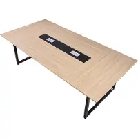 Vevor Konferenztisch Besprechungstisch für 10 Personen 240 x 120 cm rechteckiger Seminartisch Meetingtisch Mehrzwecktisch Pausentisch mit Metallbeinen ideal für Büro Konferenzraum Braun