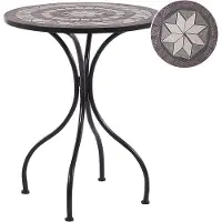 Beliani Balkontisch Schwarz Eisen ø 60 cm Rund Keramik Mosaik Französisch Romantisch für 2 Personen Garten Outdoor Terrasse Ausstattung Möbel