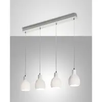 FABAS LUCE Moderne Pendelleuchte Marina aus Metall und weißer Keramik, 4 E27-Fassungen, elegantes Design für die Innenbeleuchtung, 960 x 85 mm