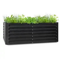 Blumfeldt Hochbeet aus Metall, Wetterfestes Stahl-Hochbeet für Balkon & Garten, Rostfreies Hochbeet Verzinkt, Freistehende Hochbeete 200x60x100 cm, 1200L Pflanzkübel Groß für Blumen, Obst, Gemüse