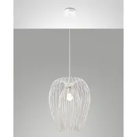 FABAS LUCE Camp-Pendelleuchte mit modernem Industriedesign, Metallstruktur, weißer Farbe, E27-Fassung, ideal für die Innenbeleuchtung.