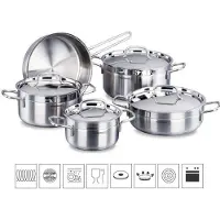 Korkmaz Alfa A1660 Kochtopf Set 9-Tlg Topfset Pfanne Töpfe Kochtöpfe mit Deckel