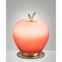 FABAS LUCE Wendy Tischleuchte, 8 W integrierte LED, 3000 K, Rot und Messing satiniert, Touch-Dimmung, mundgeblasenes Glas - elegantes Design