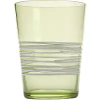 Zafferano Set mit 6 apfelgrünen Glasbechern, handgefertigtes Design mit weißer Drahtverzierung, robust und spülmaschinenfest
