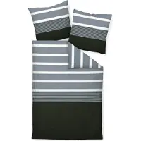 Janine Mako-Satin Bettwäsche J. D. 8468 135x200+80x80cm Farbe schwarz-silber