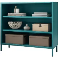 Jan Nowak Metall Kommode offen LUCA 4 Ebenen Industrie-Design | Metallregal klein Standregal Stahl Büro Wohnzimmer Arbeitszimmer 90x100x35cm Türkis