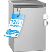 Bomann Kühlschrank mit Gefrierfach | mit 120L Nutzinhalt | Kühlen 107L & Gefrieren 13L | Fridge mit 3 Türablagen & 2 Glasablagen | KS 2184.1 inox