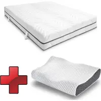 Sleezzze 7 Zonen Viskoelastik-Matratze Sleezzz Smart 140 x 200 cm, Höhe 18 cm, Härtegrad H3 mit Air Memoryschaum + Sleezzz Premium Gel-Kissen gratis