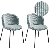 Beliani Esszimmerstuhl 2er Set Hellblau aus Cord Stoff Gepolstert Abgerundete Rückenlehne Retro Eleganter Moderner Stil Stühle für Esszimmer Küche