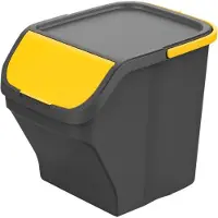 Mondex Stack n sort grey bucket with yellow lid 30 x 40 x 34 cm 25 l
