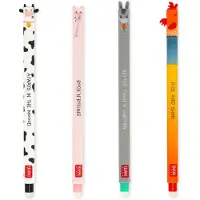 Legami Erasable Gel Pen Set Farm Sweet Farm, 4-tlg., löschbare Gelstifte, Gelschreiber, Kuh, Schwein, Esel, Hahn, EPSET0016