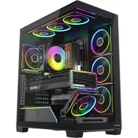 Modecom VOLCANO STELLAR PLUS ARGB 8F Schwarz, Midi Tower PC Gehäuse, 8 Lüfter, gehärtetes Glas, Staubfilter, ATX Mainboard Support, Kabelmanagement