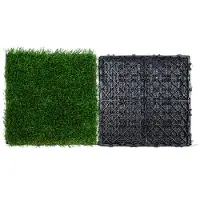 Vevor Kunstrasenfliesen-Set für ineinandergreifende Rasenfläche 18er-Set 31x31cm Kunstrasen selbstentleerende Matte Bodenbelag Dekor-Pad perfekt für Mehrzweck-Hundematten im Innen- und Außenbereich