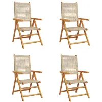 vidaXL Gartenstuhl Verstellbar 4 Stk. Beige Poly Rattan Massivholz