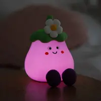 INNOGIO GIO-Auberginenlampe Nachtlicht für Kinder, Silikon, BPA-frei, 3 Helligkeitsstufen, Handyhalterung, 30 Min. Timer, USB-C