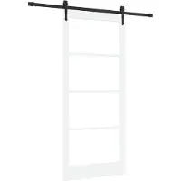 vidaXL Schiebetür Weiß 93 x 211 cm Massivholz Kiefer und Glas
