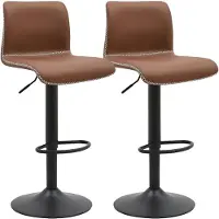 CLP 2er Set Barhocker Henchy Kunstlederbezug höhenverstellbar drehbar | Farbe braun