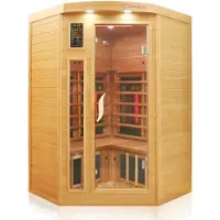Dewello Infrarotkabine Infrarotsauna LAKEFIELD PRO Hemlock-Zeder 120cm x 120cm inkl. Vollspektrumstrahler, Bodenstrahler