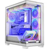 Modecom Volcano Stellar ARGB 8F PC-Gehäuse, Weiß, Midi Tower, 8 ARGB Lüfter, Glas Seitenteil, Staubfilter, Kabelmanagement