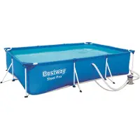 Bestway Steel Pro Frame Pool Set mit Filterpumpe 300 x 201 x 66 cm, dunkelblau, eckig