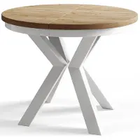 Alpi Möbel Esstisch Rund Loft, Esstisch Ausziehbar 120-200 cm, Moderner Wohnzimmertisch, Craft mit Metallbeinen in Farbe Weiß