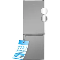 Bomann Kühlschrank mit Gefrierfach 143cm hoch | Kühl Gefrierkombination 173L mit 3 Ablagen & 3 Schubladen | Türanschlag wechselbar | leise Kühlgefrierkombi 40db | Kühlschrank KG 7331 inox