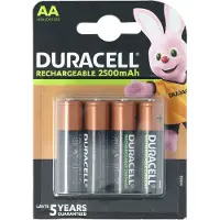 Duracell 4xAA, Wiederaufladbarer Akku, AA, 4 Stück(e), 2500 mAh, Mehrfarbig, 84 mm