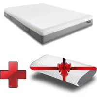 Sleezzze Viskoelastik-Matratze Sleezzz Premium 120 x 200 cm, Höhe 20 cm, Härtegrad H2/H3, mit Wendegriffen + Sleezzz Cool Kühl-Effekt Kissen gratis