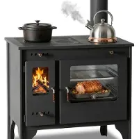 Prometey Küchenofen Holzherd R ECO INOX mit Edelstahlbackofen, rechte Version