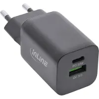InLine Power Delivery + Quick Charge USB Netzteil, 33W Ladegerät, USB-A + USB-C, Drinnen, AC, 20 V, Schwarz